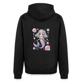 Süße Kawaii Meerjungfrau – Pastell Design - Unisex Premium Bio Zip Hoodie - Schwarz - Hinten - Nico (187cm)