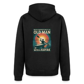 Ne sous-estimez jamais un vieil homme avec un kayak - Veste à capuche bio Premium Unisexe - noir - Dos - Nico (187cm)