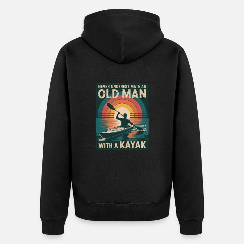 Never Underestimate an Old Man with a Kayak - Unisex Premium Bio Zip Hoodie - Schwarz