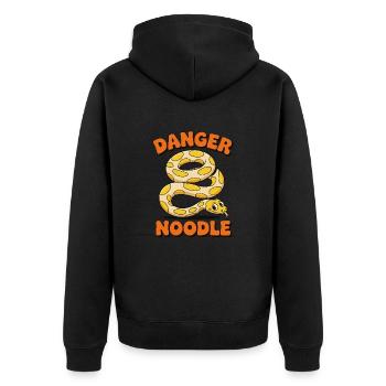 Danger Noodle – Lustiges Schlangen Design - Unisex Premium Bio Zip Hoodie - Schwarz - Hinten - Nico (187cm)