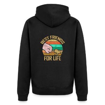 Best Friends for Life Bartagame - Unisex Premium Bio Zip Hoodie - Schwarz - Hinten - Nico (187cm)