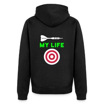 My life (dart, target) - Unisex Premium Organic Zip Hoodie - black - Back - Nico (187cm)