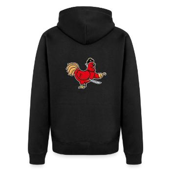 Humor Henne Lustiges Tier Piraten Hahn Huhn Henne - Unisex Premium Bio Zip Hoodie - Schwarz - Hinten - Nico (187cm)
