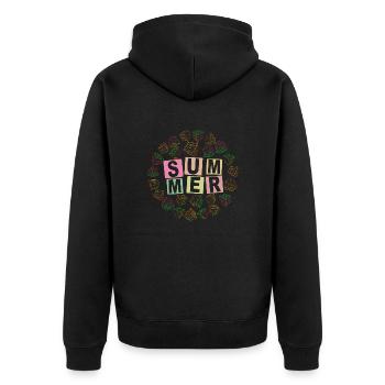SUMMER Würfelblock-bunt - Unisex Premium Bio Zip Hoodie - Schwarz - Hinten - Nico (187cm)