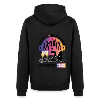 Geburtstag 24 Party People Fete Dancing Tanzen - Unisex Premium Bio Zip Hoodie - Schwarz - Hinten - Nico (187cm)
