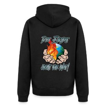Klimawandel Klimakatastrophe Erde kocht - Unisex Premium Bio Zip Hoodie - Schwarz - Hinten - Nico (187cm)