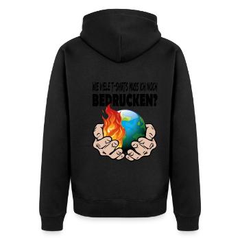 Klimawandel Klimakatastrophe T Shirts drucken - Unisex Premium Bio Zip Hoodie - Schwarz - Hinten - Nico (187cm)