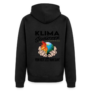 Klimaschützer Wenn nicht jetzt wann dann - Unisex Premium Bio Zip Hoodie - Schwarz - Hinten - Nico (187cm)