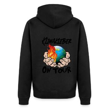 Klimawandel Klimakatastrophe Klimakleber - Unisex Premium Bio Zip Hoodie - Schwarz - Hinten - Nico (187cm)