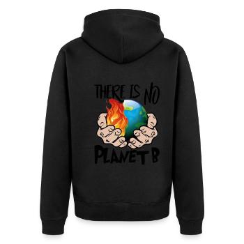 Klimawandel There is no Planet B - Unisex Premium Bio Zip Hoodie - Schwarz - Hinten - Nico (187cm)