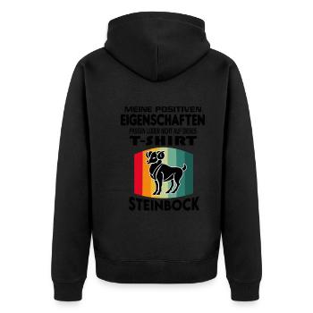 Geburtstag Sternzeichen Retro Steinbock - Unisex Premium Bio Zip Hoodie - Schwarz - Hinten - Nico (187cm)