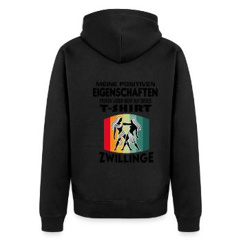 Geburtstag Sternzeichen Retro Zwillinge - Unisex Premium Bio Zip Hoodie - Schwarz - Hinten - Nico (187cm)