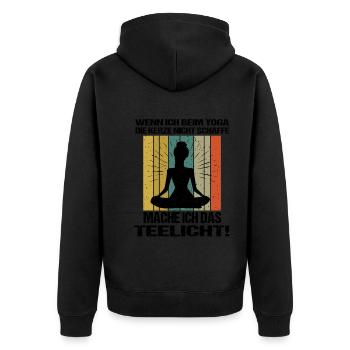 Sprüche Yoga Frau Kerze Teelicht - Unisex Premium Bio Zip Hoodie - Schwarz - Hinten - Nico (187cm)