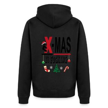 X Mas Christmas is Fucking Scheisse Mist - Unisex Premium Bio Zip Hoodie - Schwarz - Hinten - Nico (187cm)