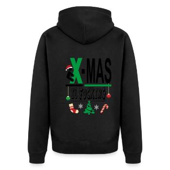 X Mas Christmas is Fucking Scheisse Mist - Unisex Premium Bio Zip Hoodie - Schwarz - Hinten - Nico (187cm)