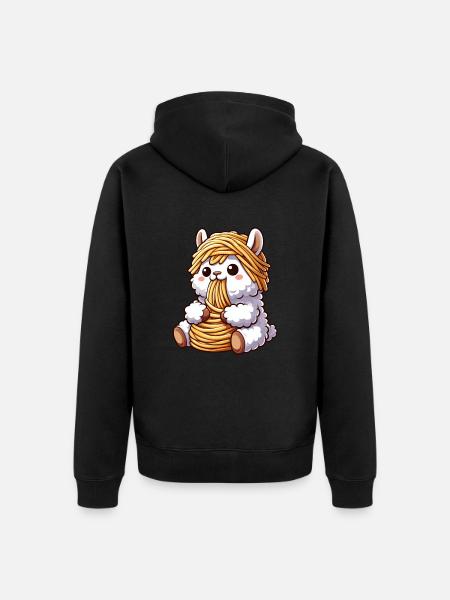 Funny Llama Spaghetti Italian Clumsy - Unisex Premium Organic Zip Hoodie - black