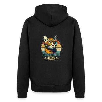 Awesome since 1976 Katze Geburtstag Geschenk - Unisex Premium Bio Zip Hoodie - Schwarz - Hinten - Nico (187cm)