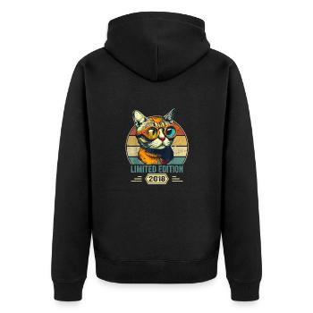 Awesome since 2018 Katze Geburtstag Geschenk - Unisex Premium Bio Zip Hoodie - Schwarz - Hinten - Nico (187cm)
