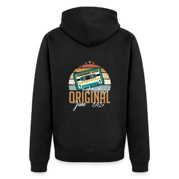 Original Juni 1989 geboren Jahrgang 1989 Retro - Unisex Premium Bio Zip Hoodie - Schwarz - Hinten - Nico (187cm)