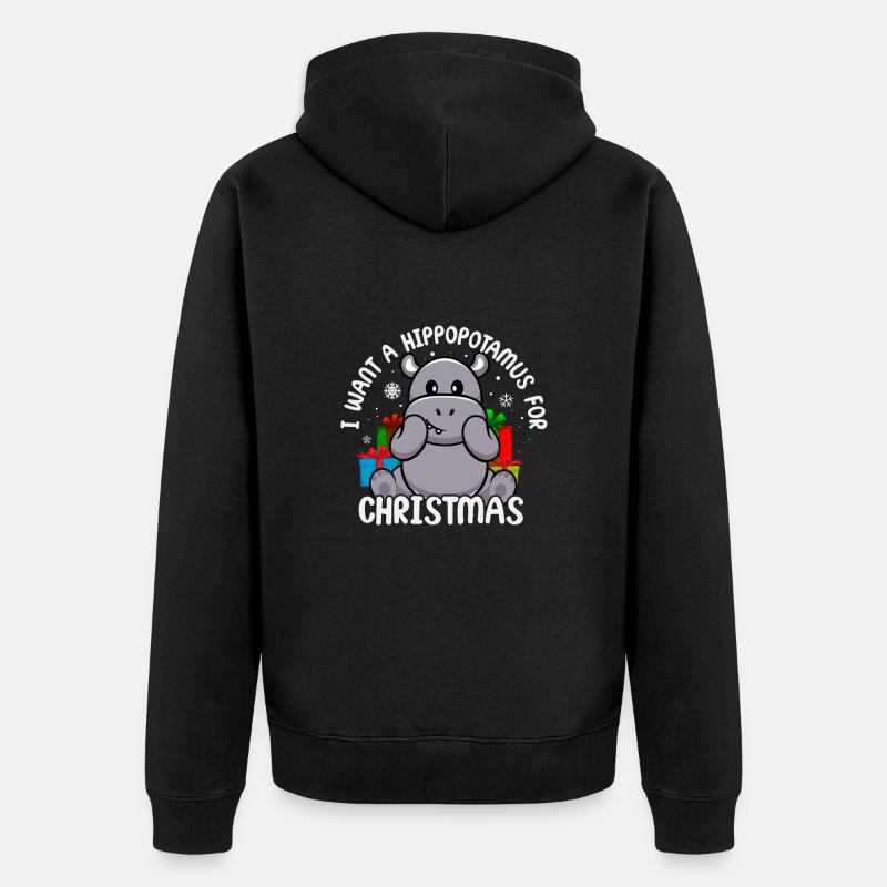 Noël hippopotame Père Noël - Veste à capuche bio Premium Unisexe - noir