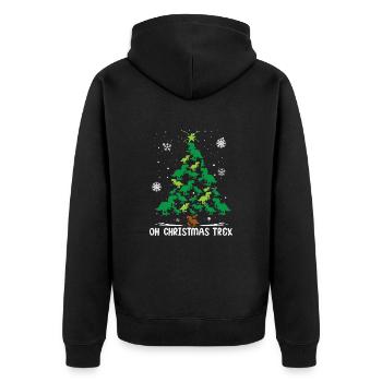 Dinosaurier Weihnachtsbaum T-Rex Weihnachten - Unisex Premium Bio Zip Hoodie - Schwarz - Hinten - Nico (187cm)