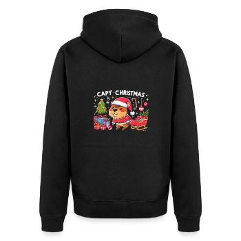 Capybara sapin de Noël père Noël - Veste à capuche bio Premium Unisexe - noir - Dos - Nico (187cm)