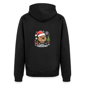 Capybara sapin de Noël père Noël - Veste à capuche bio Premium Unisexe - noir - Dos - Nico (187cm)