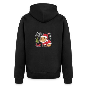 Capybara sapin de Noël père Noël - Veste à capuche bio Premium Unisexe - noir - Dos - Nico (187cm)