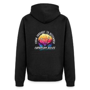 Steinbock Astrologie Geburtszeichen Horoskop - Unisex Premium Bio Zip Hoodie - Schwarz - Hinten - Nico (187cm)