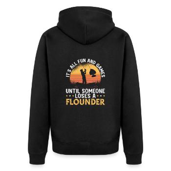 Flounder Fishing Fishing Catcher Summer Flounder - Unisex Premium Organic Zip Hoodie - black - Back - Nico (187cm)
