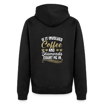 Diamanten Diamantmaler Bastler Künstler Kaffee - Unisex Premium Bio Zip Hoodie - Schwarz - Hinten - Nico (187cm)
