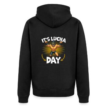 Lucha Libre Wrestler Mexican Wrestling Luchador - Unisex Premium Bio Zip Hoodie - Schwarz - Hinten - Nico (187cm)