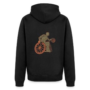 Rollstuhlbasketball Rollstuhlbasketballspieler - Unisex Premium Bio Zip Hoodie - Schwarz - Hinten - Nico (187cm)