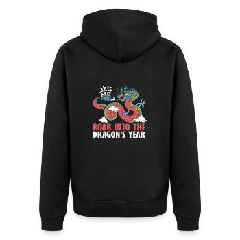 Année du Dragon, Nouvel An chinois 2024 - Veste à capuche bio Premium Unisexe - noir - Dos - Nico (187cm)