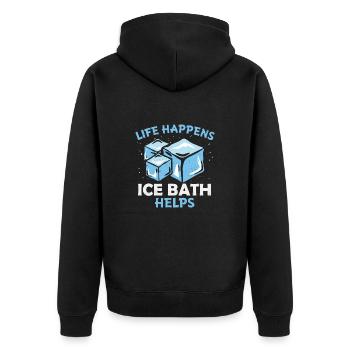 Eisbad Challenge eis bucket Challenge als - Unisex Premium Bio Zip Hoodie - Schwarz - Hinten - Nico (187cm)