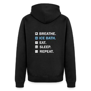 Eisbad Challenge eis bucket Challenge als - Unisex Premium Bio Zip Hoodie - Schwarz - Hinten - Nico (187cm)