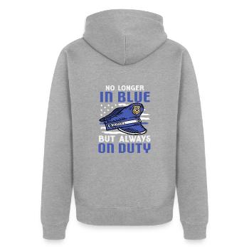 Pensionierter Polizist Polizei Rentner - Unisex Premium Bio Zip Hoodie - Grau meliert - Hinten - Nico (187cm)