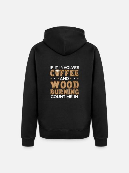Wood-burning pyrography master carpenter - Unisex Premium Organic Zip Hoodie - black