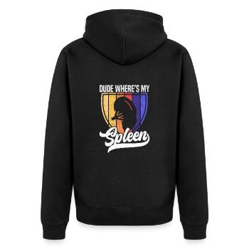 Milz-Entfernung Splenektomie OP Lustiger Spruch - Unisex Premium Bio Zip Hoodie - Schwarz - Hinten - Nico (187cm)