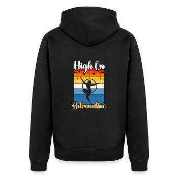 Retro Trapeze Artist Circus Artist Acrobatics - Unisex Premium Organic Zip Hoodie - black - Back - Nico (187cm)