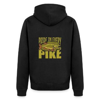 Hechtfischen Fischfänger Hecht Fischer Angler - Unisex Premium Bio Zip Hoodie - Schwarz - Hinten - Nico (187cm)