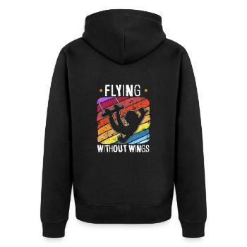 Retro Trapeze Artist Circus Artist Acrobatics - Unisex Premium Organic Zip Hoodie - black - Back - Nico (187cm)