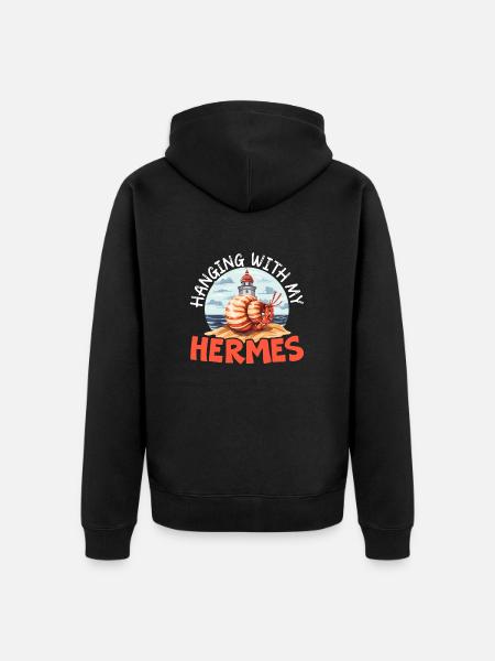 Cute hermit crab crab crustaceans - Unisex Premium Organic Zip Hoodie - black