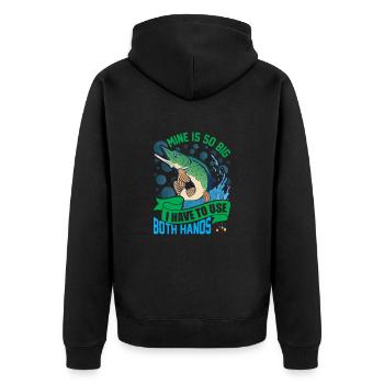 Hechtfischen Fischfänger Hecht Fischer Angler - Unisex Premium Bio Zip Hoodie - Schwarz - Hinten - Nico (187cm)