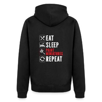 Peinture miniature Peintre miniature manger dormir répéter - Veste à capuche bio Premium Unisexe - noir - Dos - Nico (187cm)