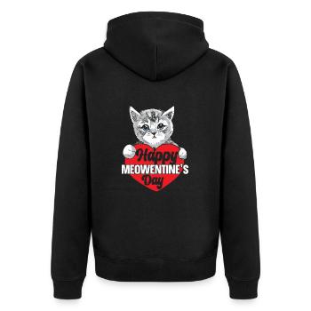 Valentinstag-Geschenk 14. Februar Süsse Katze - Unisex Premium Bio Zip Hoodie - Schwarz - Hinten - Nico (187cm)