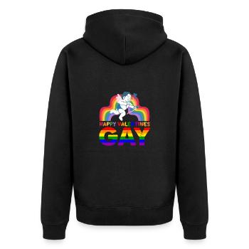 February 14 Valentine's Day Gift Gay Gay LGBT - Unisex Premium Organic Zip Hoodie - black - Back - Nico (187cm)