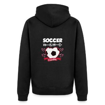 14. Februar Valentinstag-Geschenk Fussball - Unisex Premium Bio Zip Hoodie - Schwarz - Hinten - Nico (187cm)