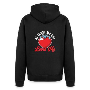 Valentinstag-Geschenk 14. Februar Süsse Katze - Unisex Premium Bio Zip Hoodie - Schwarz - Hinten - Nico (187cm)