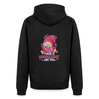 Valentinstag-Geschenk 14. Februar Zwerg Garten - Unisex Premium Bio Zip Hoodie - Schwarz - Hinten - Nico (187cm)